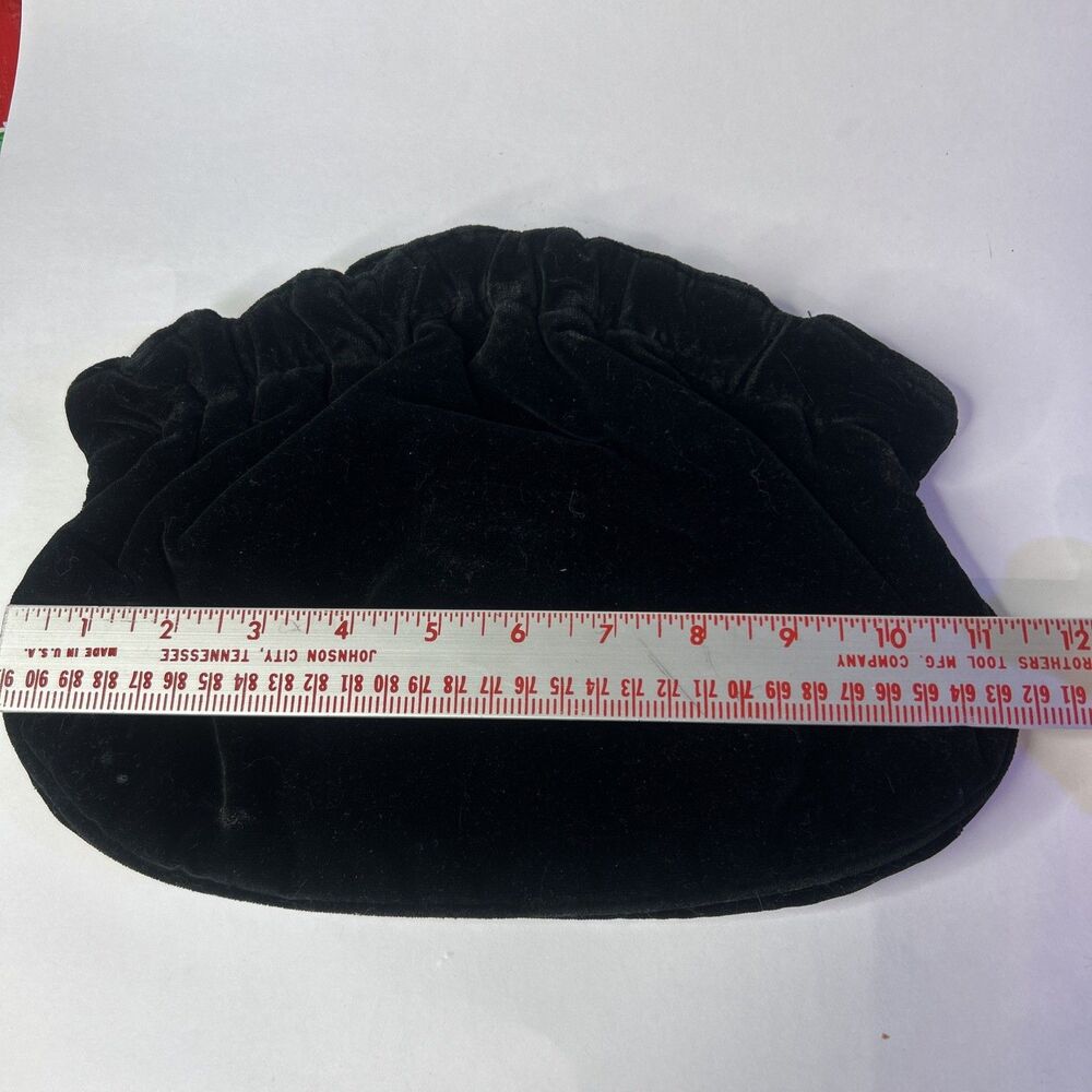 Vintage Black Velvet Clutch Handbag. By Tibor Handbags Whimsigoth Goth - Picture 7 of 8